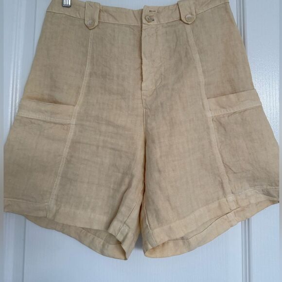 120% Lino ,Women's Tan Linen Shorts. - Picture 1 of 4